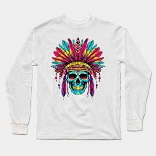 Native American Chief Skull #4 Long Sleeve T-Shirt